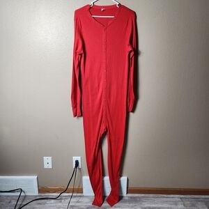 Morgan Mills Mens |L Tall| Red Cotton/Polyester Long Sleeve Union Suit